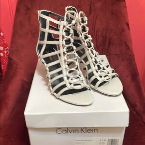 Calvin Klein Women's White Strappy Heels